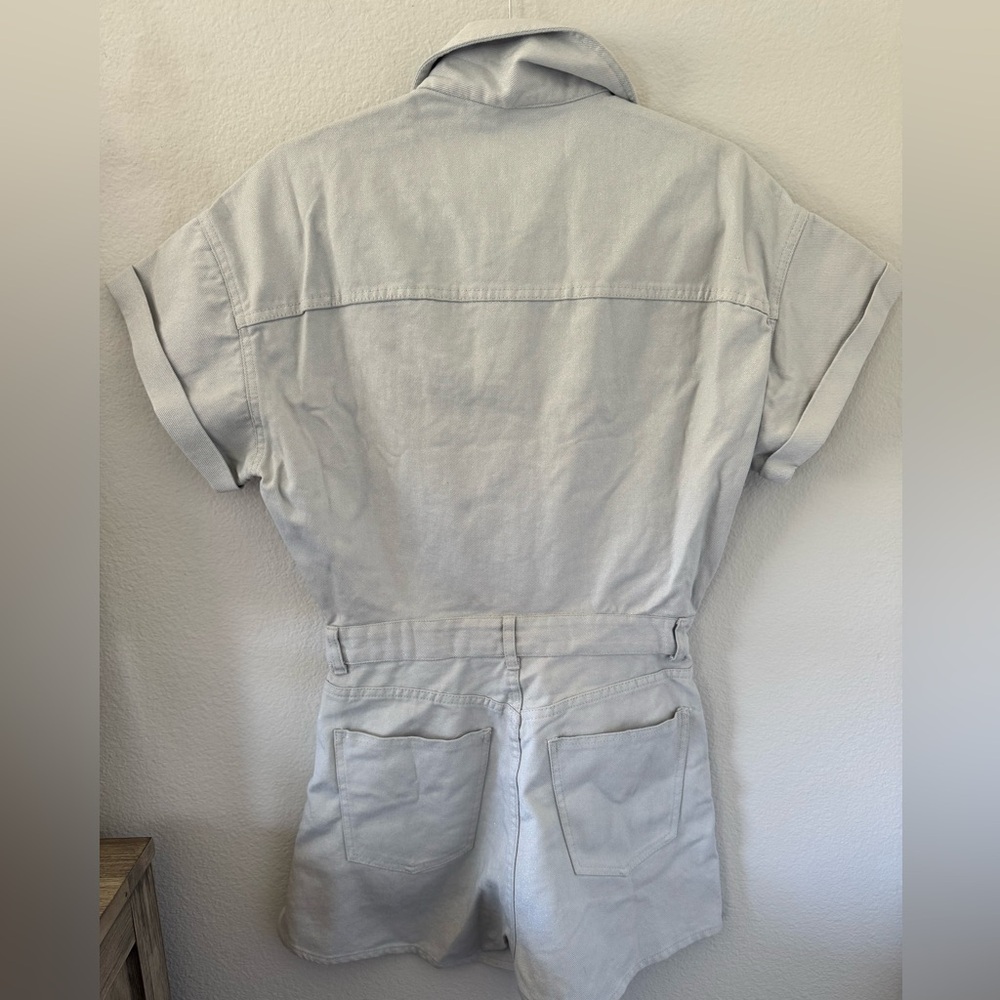 Zara denim short sleeve romper. Dusty Blue Gray with shimmer. NWT - Picture 6 of 6